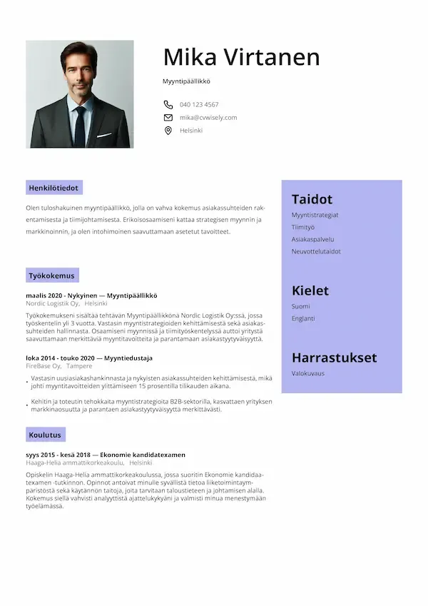 CV pohja Ja CV malli Modernit Ja Ammattimaiset Mallit CVwisely