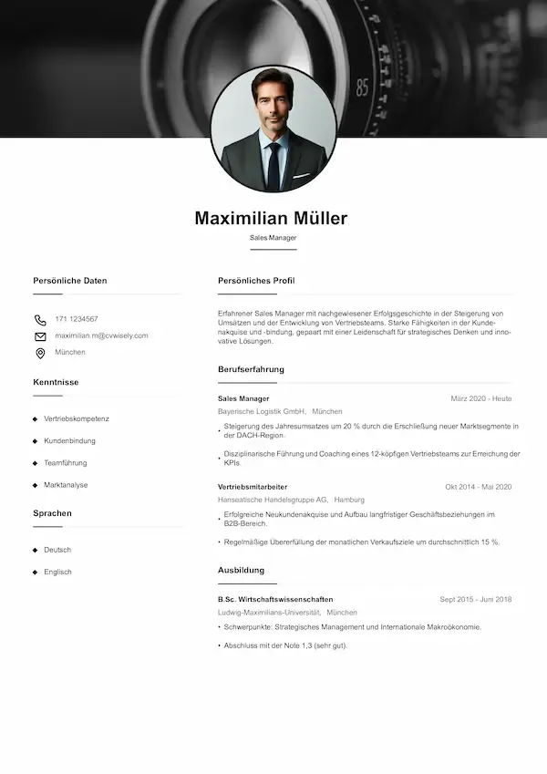 Einseitige Lebenslauf-vorlage für Studierende
