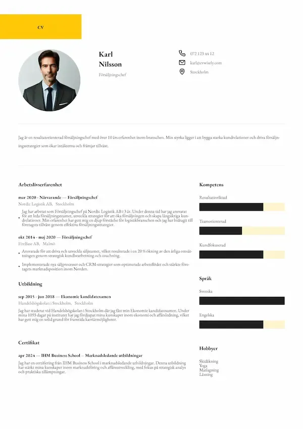 Kreativ CV-mall med profilsammanfattning