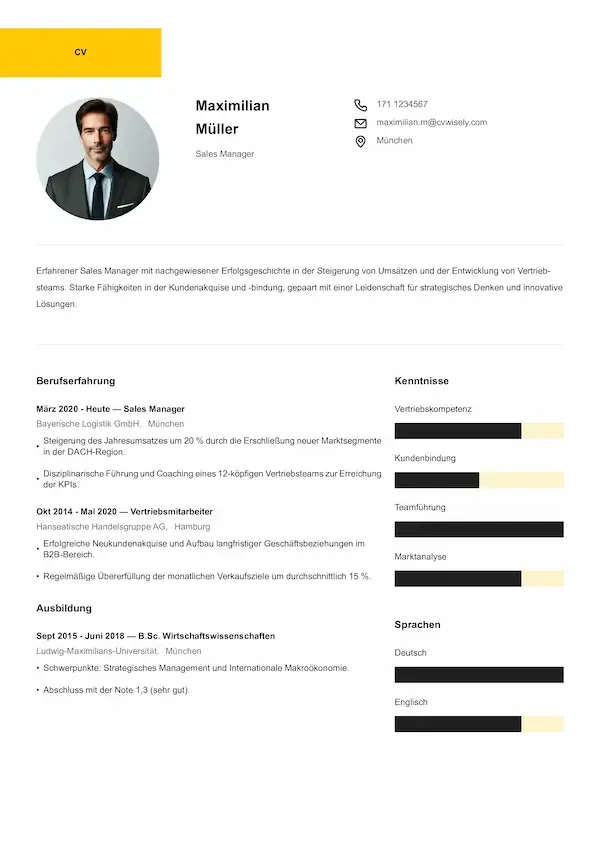 Kreative Lebenslauf-vorlage mit Profilzusammenfassung